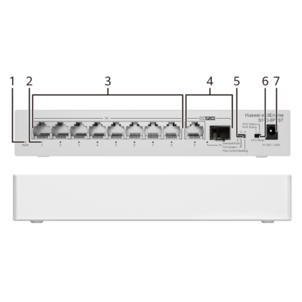 Huawei Switch S110-8P2ST (8*GE ports (124W PoE+), 1*GE SFP port, 1*GE port, AC power, power adapter)