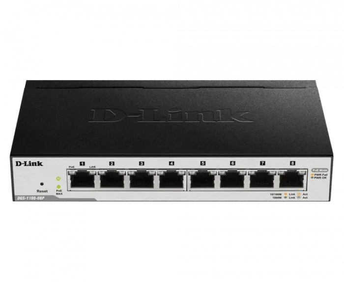 D-Link DGS-1100-08P 8 Port Gigabit PoE Smart Switch,