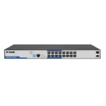 D-Link DGS-F1210-18PS-E 16-port Gigabit Long Range 250m PoE+ Smart Switch with 16 PoE ports, 2 SFP ports