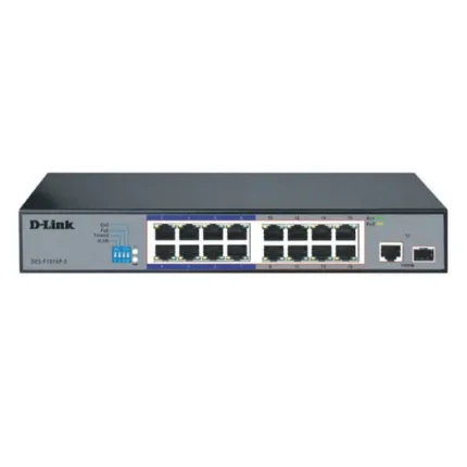 D-link DES-F1016P-E 16-port  10/100Base-T Unmanaged Long Range 250m PoE+ Surveillance Switch with 16 PoE ports (DES-F1016P-E/B)