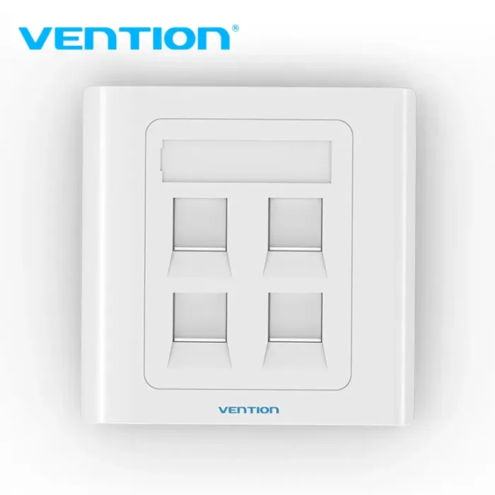 Vention 4 PORT WALL FACEPLATE WHITE 86 TYPE