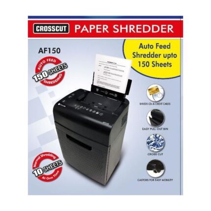 Atlas AF150 Crosscut Paper Shredder: shreds up to 10 sheets or up to 150 sheets automatically
