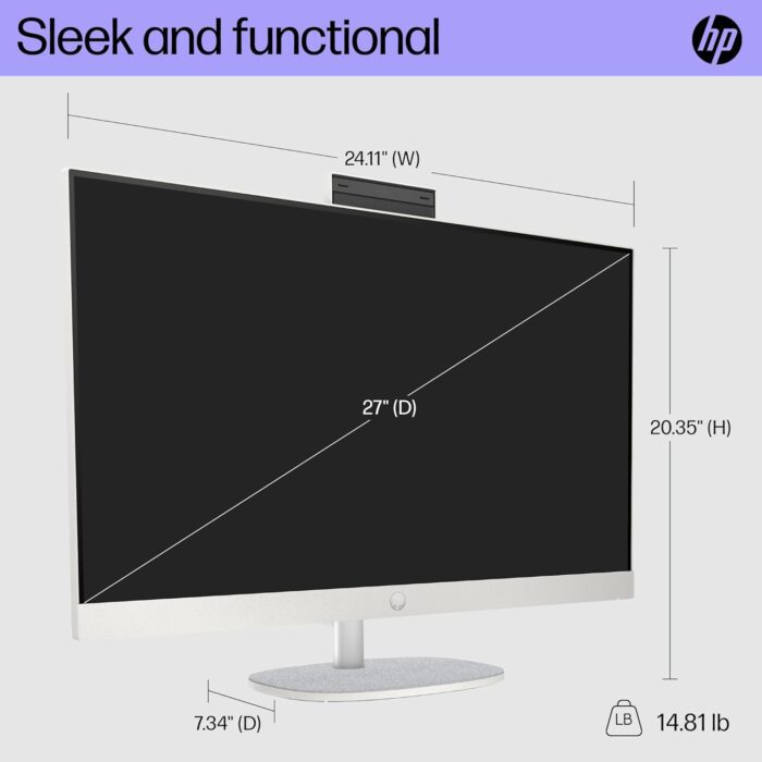 HP All-in-One 27-CR0155NH-Core i7 1355U, 8GB Ram, 512GB SSD, FreeDOS, 27-inch FHD Touch Screen, Jet Black (A99BNEA)