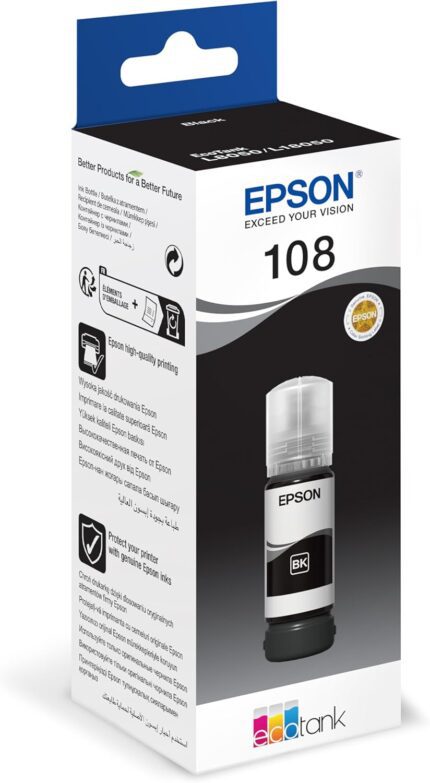 Epson 108 Black ink bottle EcoTank Pigment